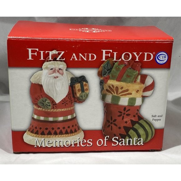 Fitz & Floyd FF Memories of Santa Salt Pepper Shakers Original Box  Christmas - Picture 1 of 4